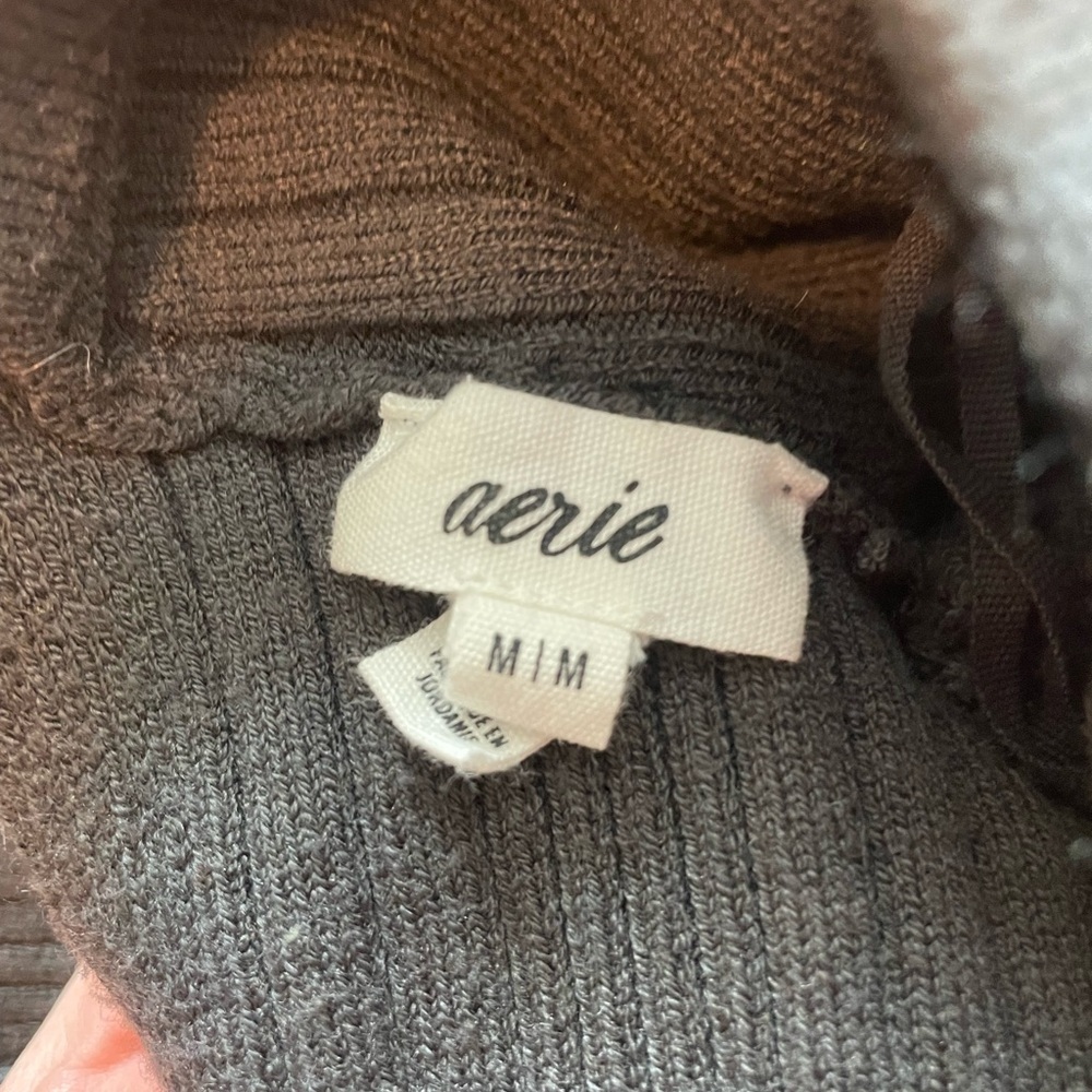 aerie Off-Shoulder Ribbed Crop Top in Charcoal - Picture 5 of 5